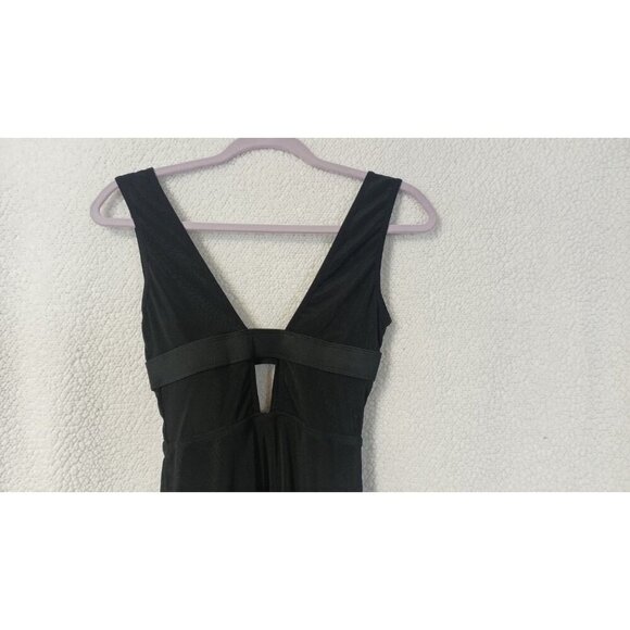 White Fox Mini Dress Womens M Sleeveless Plunge Keyhole Backless Solid Black - Picture 8 of 10